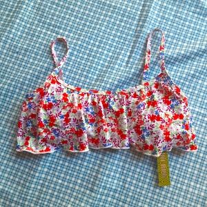 NWT! Gianni Bini ditzy floral flutter swim top SML